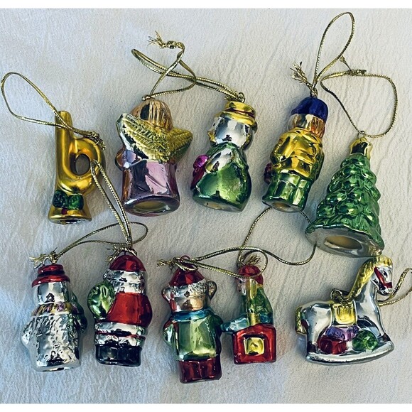 Lot of 10 VTG '90s Ceramic Miniature Mini Christmas Ornaments Santa Snowman Bear - Picture 7 of 8